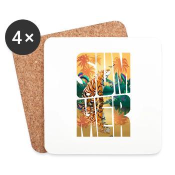 Sommer mit Palmen - Untersetzer (4er-Set) - Weiß - Vorne