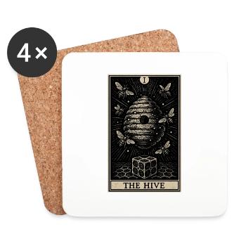 Mystische Biene Tarot – Die Schwarmkarte - Untersetzer (4er-Set) - Weiß - Vorne