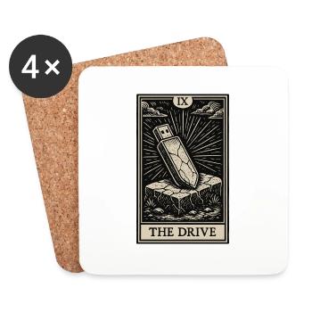 Le lecteur – Carte de tarot USB Datahoarder - Dessous de verre (lot de 4) - blanc - Devant