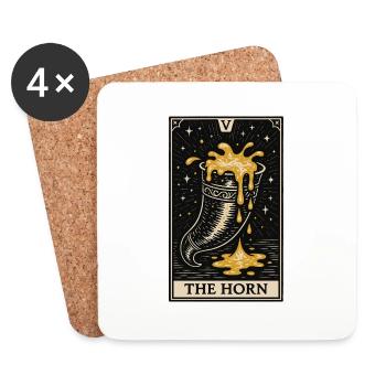 La corne – Carte rituelle de consommation de tarot à l’hydromel - Dessous de verre (lot de 4) - blanc - Devant