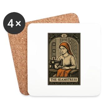 La Couturière — Conception de cartes de tarot en couture vintage - Dessous de verre (lot de 4) - blanc - Devant