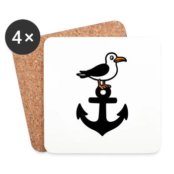 Anker Möwe Hafen - Coasters (set of 4) - white - Front