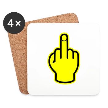 Middle Finger Hand Provocative - Coasters (set of 4) - white - Front