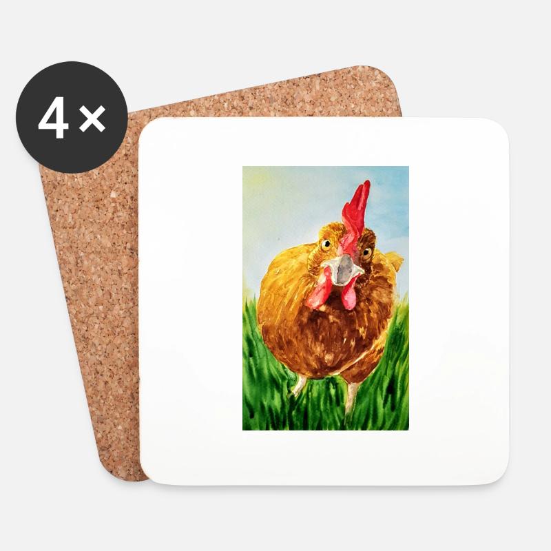Mad Chicken - Untersetzer (4er-Set) - Weiß