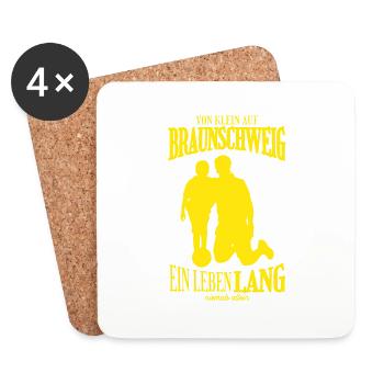 Braunschweig Fußball Tradition Geschenk - Untersetzer (4er-Set) - Weiß - Vorne