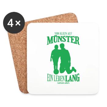 Münster Fußball Tradition Geschenk - Untersetzer (4er-Set) - Weiß - Vorne