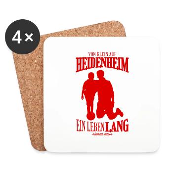 Heidenheim Fußball Fans Geschenk - Untersetzer (4er-Set) - Weiß - Vorne