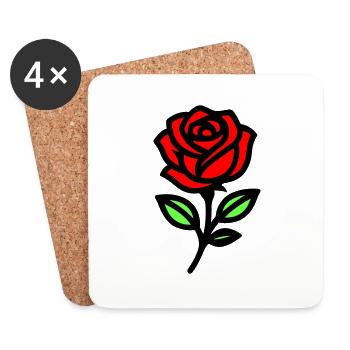 Fleur de rose - Dessous de verre (lot de 4) - blanc - Devant