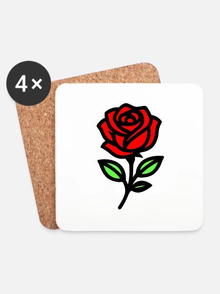 Rose Blume - Untersetzer (4er-Set) - Weiß
