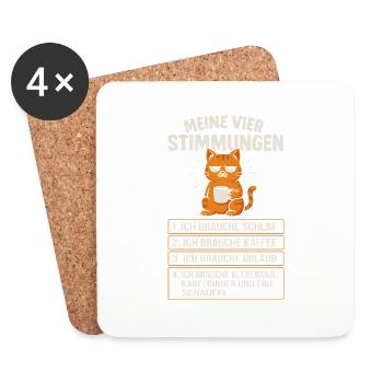 My Four Moods Funny Cat - Coasters (set of 4) - white - Front