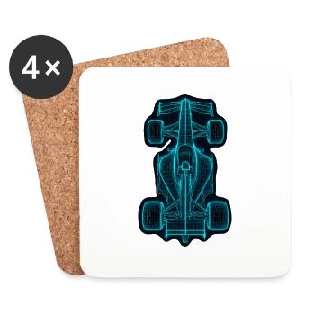 Futuristisches Rennwagen-Design Blau - Untersetzer (4er-Set) - Weiß - Vorne