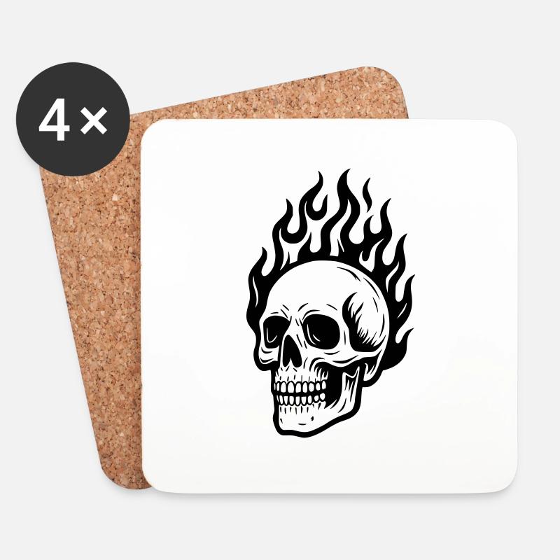 Skull ... on fire! - Coasters (set of 4) - white