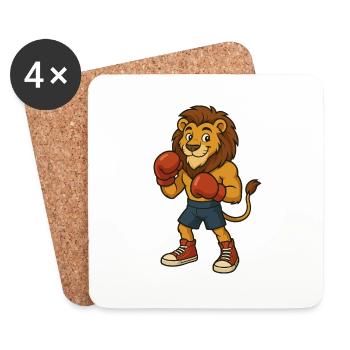 Lion Boxer - Coasters (set of 4) - white - Front