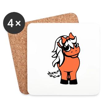 cheval fille femme mignonne jolie femme arc - Dessous de verre (lot de 4) - blanc - Devant