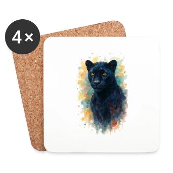 panther aquarell - Untersetzer (4er-Set) - Weiß - Vorne