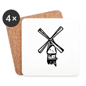 Vintage minimalistisch nostalgische Windmühle - Untersetzer (4er-Set) - Weiß - Vorne