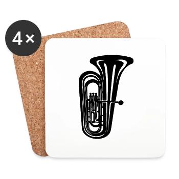Tuba avec la tonalité la plus profonde de tous les cuivres - Dessous de verre (lot de 4) - blanc - Devant
