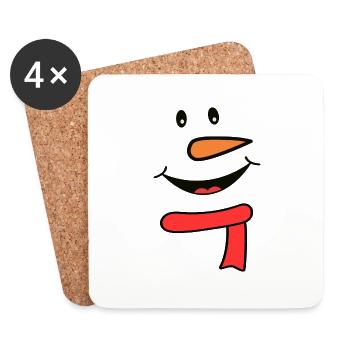 Snowman face with scarf - Coasters (set of 4) - white - Front
