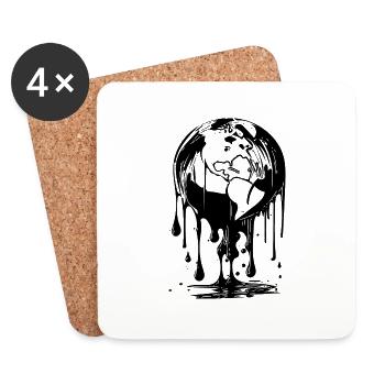 Laisser tomber la planète Terre Océan et Continent Style - Dessous de verre (lot de 4) - blanc - Devant