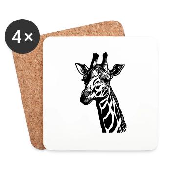 Girafe mignonne avec un look mignon - Dessous de verre (lot de 4) - blanc - Devant