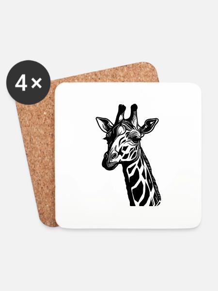 Süsse Giraffe mit niedlichem Blick - Untersetzer (4er-Set) - Weiß