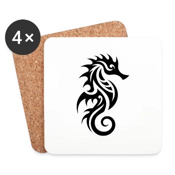 Niedliches kleines Tattoo Seepferdchen - Untersetzer (4er-Set) - Weiß - Vorne