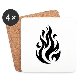 Tribal Tattoo Flammen Feuer Illustration Design - Untersetzer (4er-Set) - Weiß - Vorne