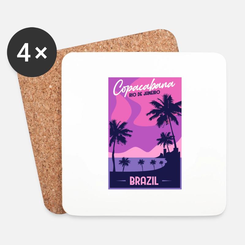Copacabana Brasilien - Untersetzer (4er-Set) - Weiß