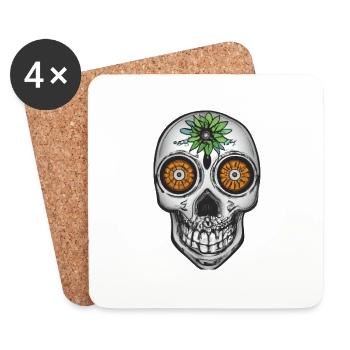 Skull Mexican Style, Día de Muertos - Untersetzer (4er-Set) - Weiß - Vorne