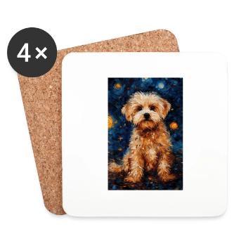 Art du chien caniche - Dessous de verre (lot de 4) - blanc - Devant