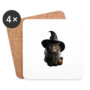 Witch Cat Halloween - Coasters (set of 4) - white - Front