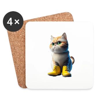 Cat - Coasters (set of 4) - white - Front