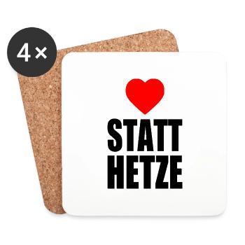 Herz statt hetze - Untersetzer (4er-Set) - Weiß - Vorne