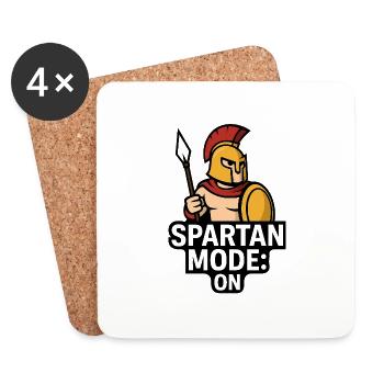 SPARTAN MODE: ON | Lustiges Spartaner-Design - Untersetzer (4er-Set) - Weiß - Vorne