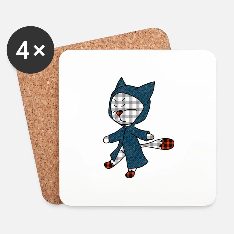 Eine Katze im Regenmantel - Untersetzer (4er-Set) - Weiß