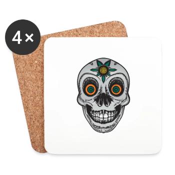 Skull Mexican Style, Día de Muertos - Untersetzer (4er-Set) - Weiß - Vorne