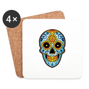 Skull Mexican Style, Día de Muertos - Untersetzer (4er-Set) - Weiß - Vorne