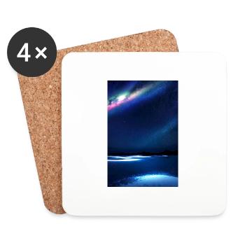 Aurores boréales, Nuit, Étoiles, Neige, Réflexion - Dessous de verre (lot de 4) - blanc - Devant