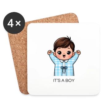IT S A BOY - Untersetzer (4er-Set) - Weiß - Vorne