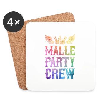 Malle Party Crew Spruch - Untersetzer (4er-Set) - Weiß - Vorne