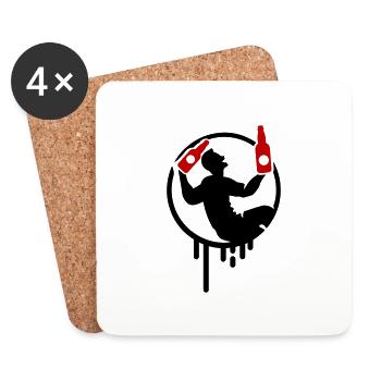 Beer Drinking Party - Coasters (set of 4) - white - Front