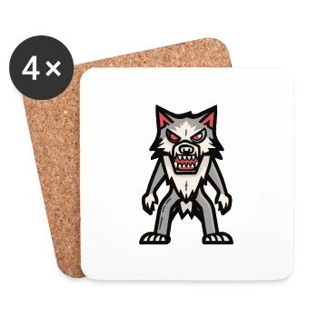 Loup Halloween Bande Dessinée - Dessous de verre (lot de 4) - blanc - Devant