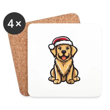 Golden Retriever Chien Noël Drôle - Dessous de verre (lot de 4) - blanc - Devant