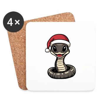 Schlange Kobra Weihnachten Christmas - Untersetzer (4er-Set) - Weiß - Vorne