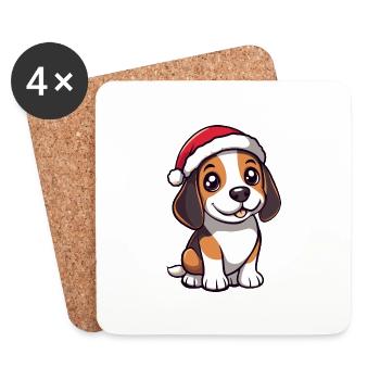 Beagle Hund Weihnachten Niedlich - Untersetzer (4er-Set) - Weiß - Vorne