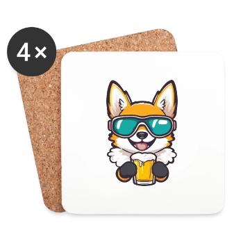 Chihuahua Dog Ski Beer - Coasters (set of 4) - white - Front
