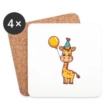 Girafe Anniversaire Bébé - Dessous de verre (lot de 4) - blanc - Devant