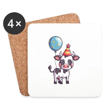 Vache Anniversaire Bébé - Dessous de verre (lot de 4) - blanc - Devant