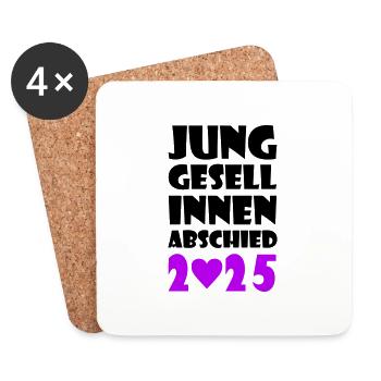 Junggesellinnen Abschied Herz 2025 - Untersetzer (4er-Set) - Weiß - Vorne