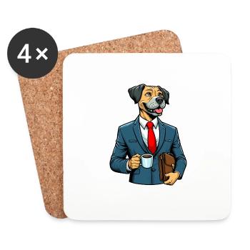 Business Büro Work Arbeit Hund Dogge Anzug Chef - Untersetzer (4er-Set) - Weiß - Vorne